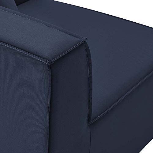 Modway Saybrook Patio Upholstered Loveseat and Ottoman Set Navy