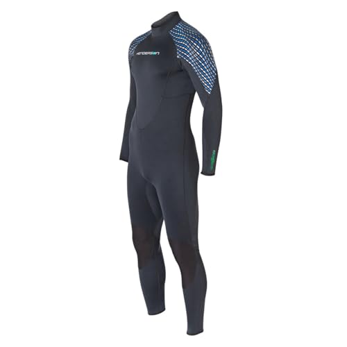 Henderson Mens 5mm Greenprene Back Zip Full Wetsuit Black/Blue/Silver XLT