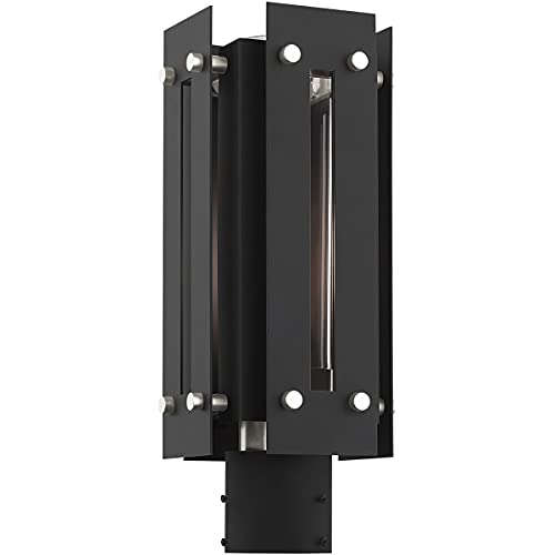 Livex 1 Light Black Outdoor Post Top Lantern Nickel