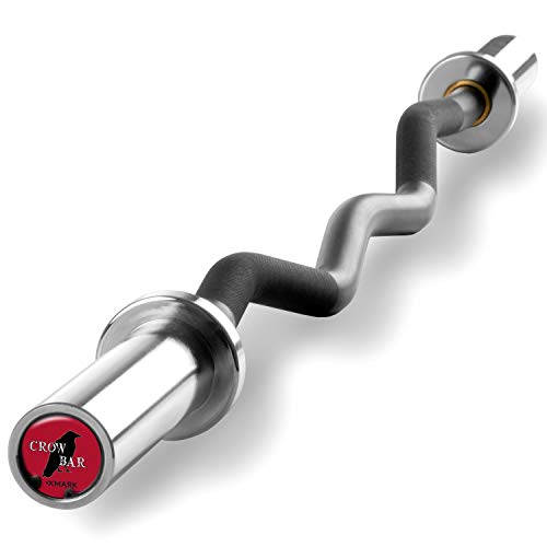 XMark Olympic Bar Curl Bar with Weights Offer and TEXAS STAR Olympic Weight Plates 115 lb Set Black