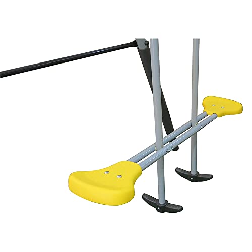 XDP Recreation Rising Sun Metal Swing Set with Slide, See Saw, Glider, and Swings Yellow