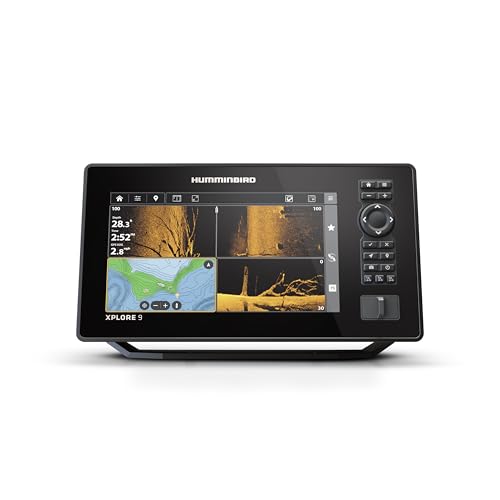 Humminbird XPLORE 9 GPS Fish Finder Head Unit with MEGA Side Imaging+ & HD Touchscreen Display Black