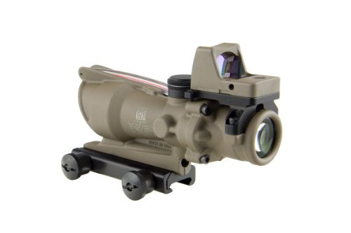 Trijicon 4x32mm ACOG Dual Illumination Red Chevron .223 Reticle Optics FDE w/ RMR Type 2
