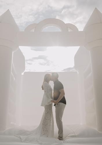 Pogo Bounce House White Inflatable Wedding Castle 13x12x14.5 ft
