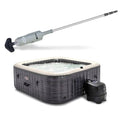 Intex Rechargeable Handheld Pool Vacuum Cleaner with 2 Brush Heads and PureSpa Plus 6 Person Inflatable Square Hot Tub with 170 AirJets Gray
