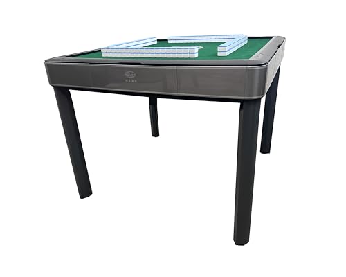 usamjtable Gray Ultra-Thin 4-Legged Automatic Mahjong Table with 40mm Numbered Tiles