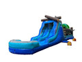 XJUMP Commercial 45' Tropical Wet/Dry Obstacle Dual Lane Slide with Pool Blue