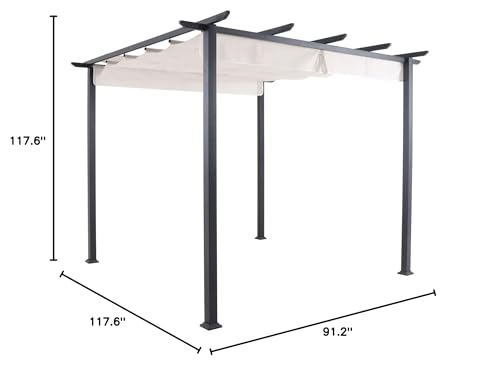 CAMBRIDGE Freestanding Pergola with Adjustable Sling Canopy White/Gray