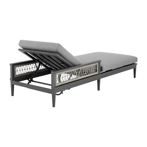 Armen Living Zella Modern Outdoor Patio Chaise Lounge Chair Light Gray