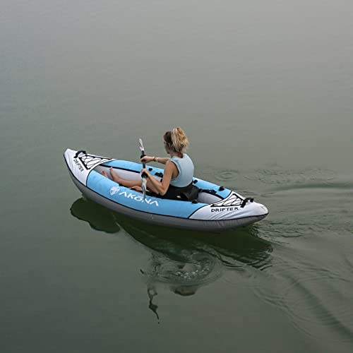 AKONA Inflatable Kid's Kayak Single Seater Drifter White Blue