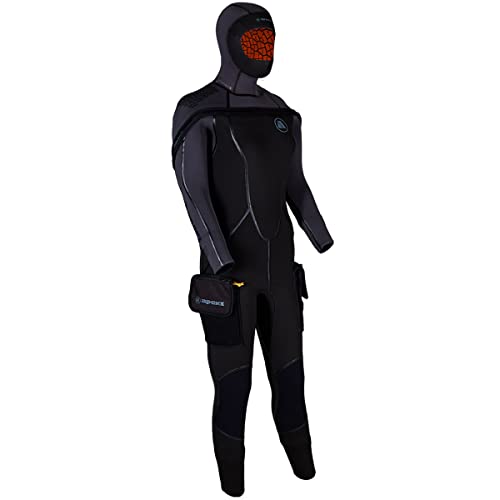 Apeks Men's Hooded Semi-Dry Suit 8/7mm Black/Grey XX-Large