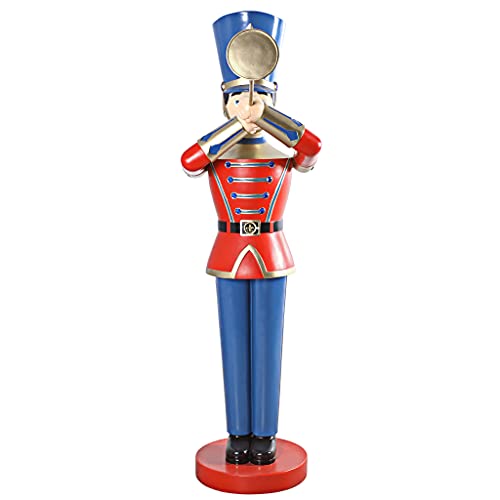 Design Toscano 6 Foot Tall Nutcracker Ballet Trumpeting Toy Soldier Holiday Decor Full Color