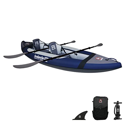 Avalanche 2-Person Voyager Inflatable Kayak Set Blue Green