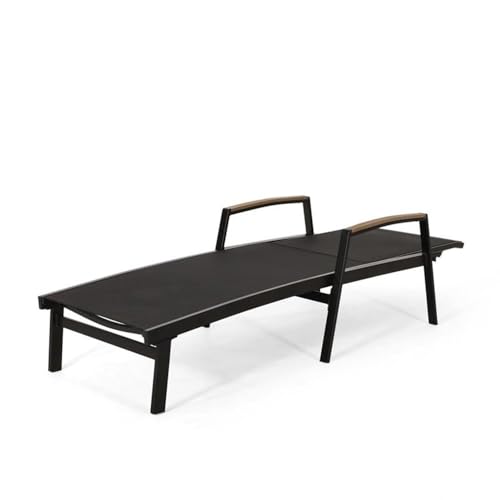 Christopher Knight Home Teresa Outdoor Aluminum Chaise Lounge with Mesh Seating Set of 4 Black