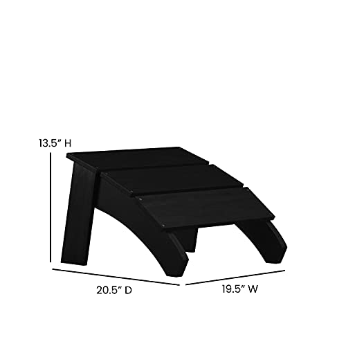 Taylor & Logan Brady Dual Slat Back Poly Resin Adirondack Chairs with Foot Rests Black