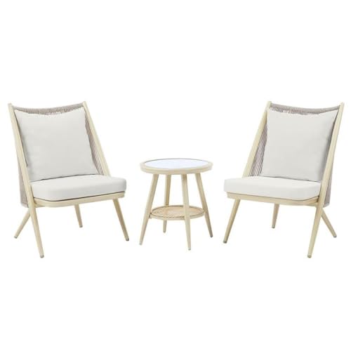 Furniture of America Chauncy Aluminum 3-Piece Outdoor Bistro Set Natural Tone
