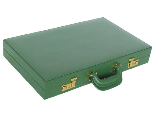 Zaza & Sacci Genuine Dollaro Leather Backgammon Set Large 23" Green