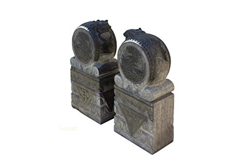 Orientliving Chinese Foo Dogs Door Block Drum Statue Gray
