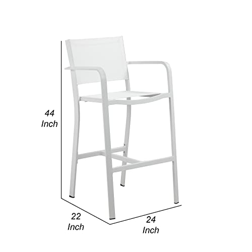 Benzara Keli 44 Inch Set of 6 Bar Stools White Aluminum