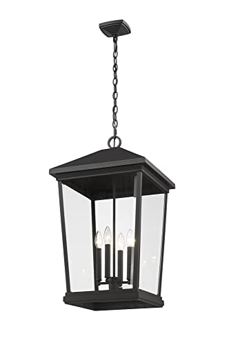 Z-Lite 4 Light Outdoor Chain Mount Ceiling Fixture Black