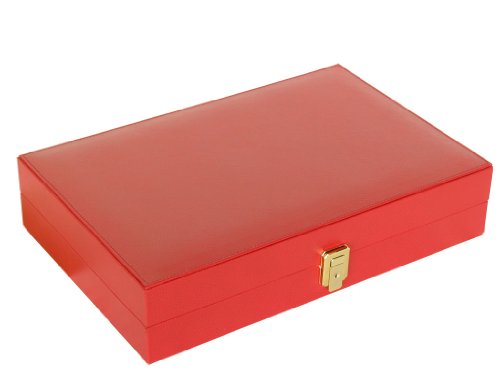 Zaza & Sacci Backgammon Board Game Set 16" Leather/Microfiber Case Red