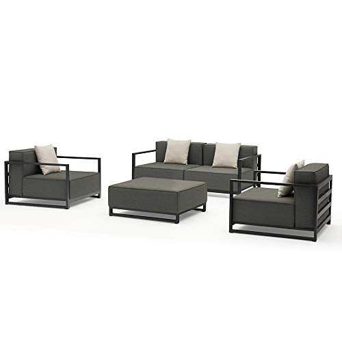 Whiteline Modern Outdoor Living Sensation Indoor/Outdoor Ottoman Grey