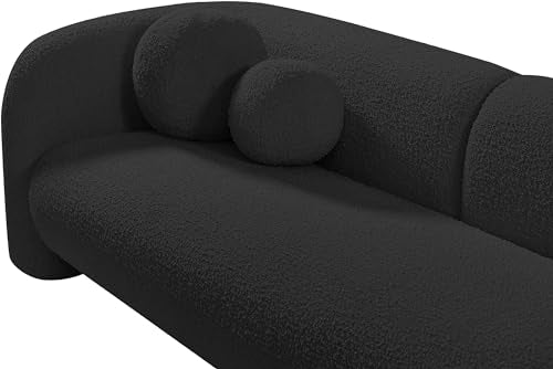 Meridian Furniture Emory Collection Art Deco Boucle Upholstered Loveseat Black
