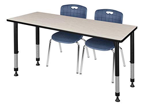 Regency Kee Height Adjustable Classroom Table Set with 18" Andy Chairs Maple/Navy