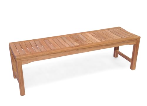 GOLDENTEAK 60-Inch Backless Teak Bench Golden Honey Brown