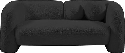 Meridian Furniture Emory Collection Art Deco Boucle Upholstered Loveseat Black