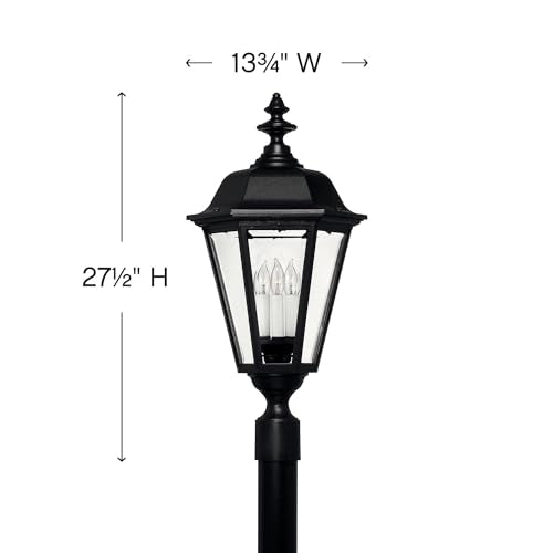 Hinkley Manor House Large Post Top Lantern - Estate Series, Traditional Style, Clear Beveled Glass, Black Finish