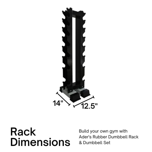 Ader Sporting Goods Rubber Dumbbell Set with Rack Black
