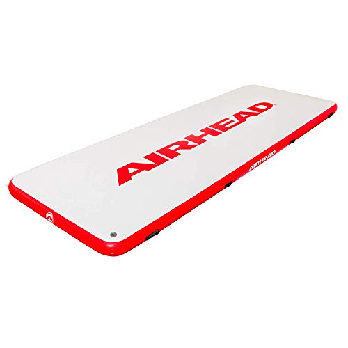 AIRHEAD Air Dock Watermat Inflatable | Holds Over 2000 Pounds, 12 Person | White / Red