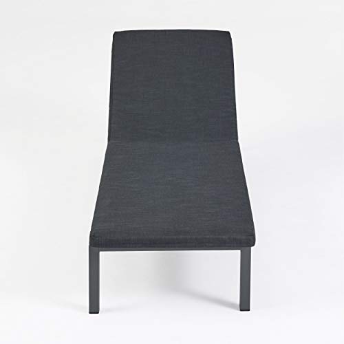 Great Deal Furniture Outdoor Chaise Lounge with Cushion Set of 2 Dark Gray