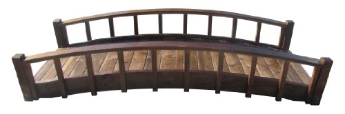 SamsGazebos Japanese Style Arched Wood Garden Bridge 8-Feet Brown