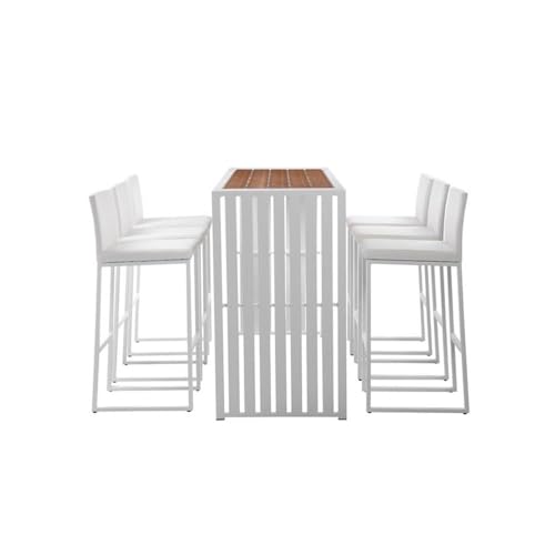 Afuera Living 7-Piece Modern Aluminum Patio Bar Set White
