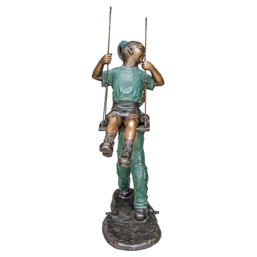Design Toscano Swinging Children Cast Bronze Garden Statue 50 Inch Two Tone Bronze & Verdigris