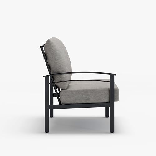Winston Stanford Cushion Outdoor Loveseat with Right Arm Textured Pewter