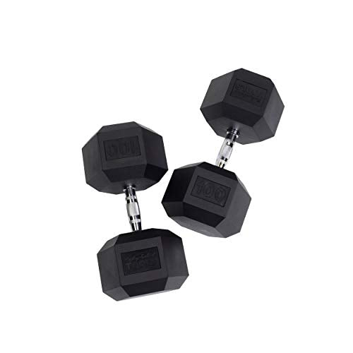 Body-Solid Rubber Coated Hexagon Dumbbells Black