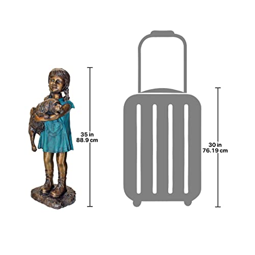 Design Toscano Can I Keep Him? Girl and Dog Cast Bronze Garden Statue Two Tone Bronze & Verdigris
