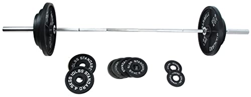 Signature Fitness Olympic Weight Plates & Barbell Set 300LB
