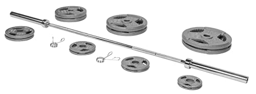 BalanceFrom Signature Fitness Cast Iron Olympic Weight Set with 7FT Barbell 300-Pound Black