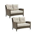 Home Square 2 Piece Outdoor Wicker High Back Loveseat Set Beige