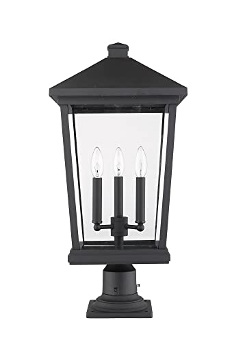 Z-Lite 3 Light Outdoor Pier Mounted Fixture Black