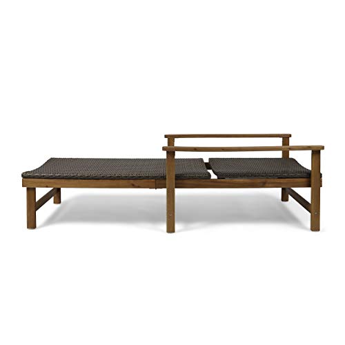 Great Deal Furniture Outdoor Rustic Acacia Wood Chaise Lounge Set of 4 Natural Stained + Mix Mocha