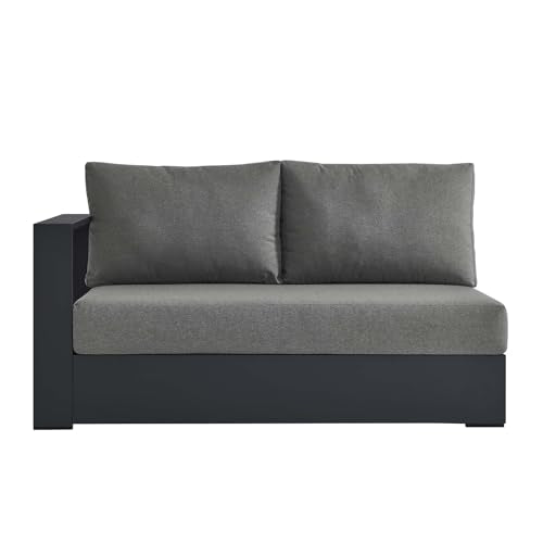 Modway Tahoe Aluminum Modular Outdoor Patio Couch with Weather-Resistant Cushions Gray Charcoal