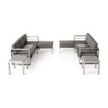 Christopher Knight Home Cape Coral Outdoor 6-Seater Aluminum Conversation Set Silver + Khaki