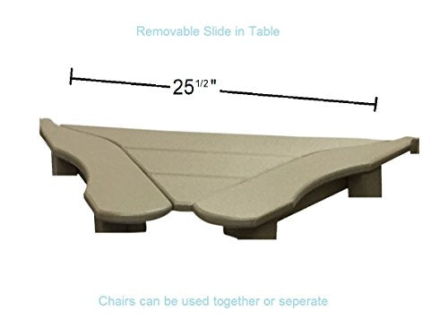 Phat Tommy Recycled Poly Resin Balcony Chair Settee with Removable Side Table Weatherwood