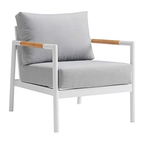 Armen Living Royal Modern Outdoor Patio Conversation Set 4 Piece White