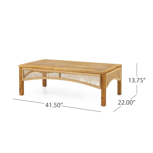 Merax 4-Piece Outdoor Acacia Wood Wicker Patio Conversation Set Beige